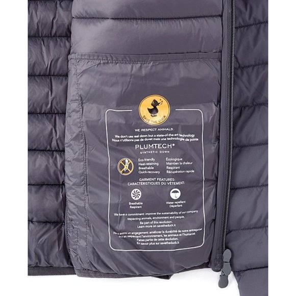 NWT Save the Duck Lewis Long-Sleeve Matte-Finish Puffer Jacket - Ebony Gray - Picture 5 of 7